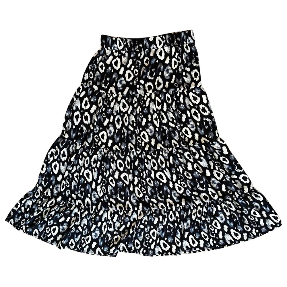 Versona Tiered Lightweight Long Skirt Animal Print Large
